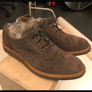 Cole Haan Grey Suede Christy Wedge Ghilley Oxfords